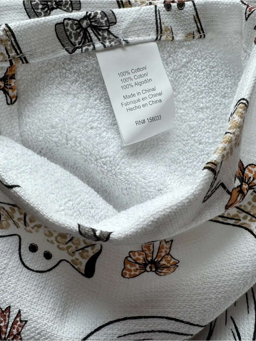 Abbey Cottage Coquette Ghost Leopard Bow Halloween Hand Towels 2 Set Cotton